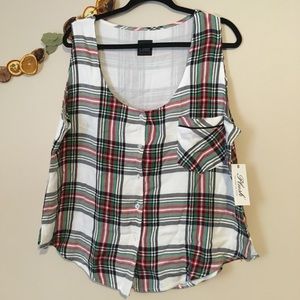 Plush plaid top